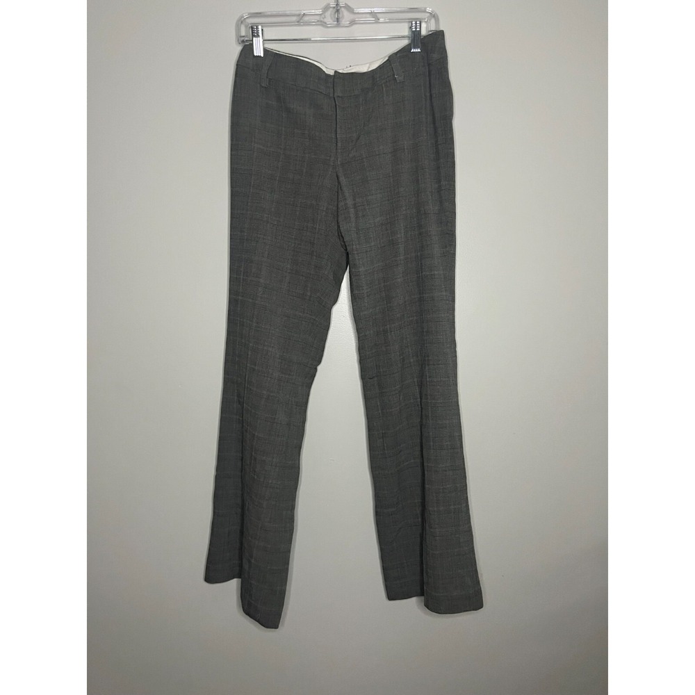 Banana Republic Grey Plaid Martin Fit Straight Leg Wool Trouser Pants Women's 6